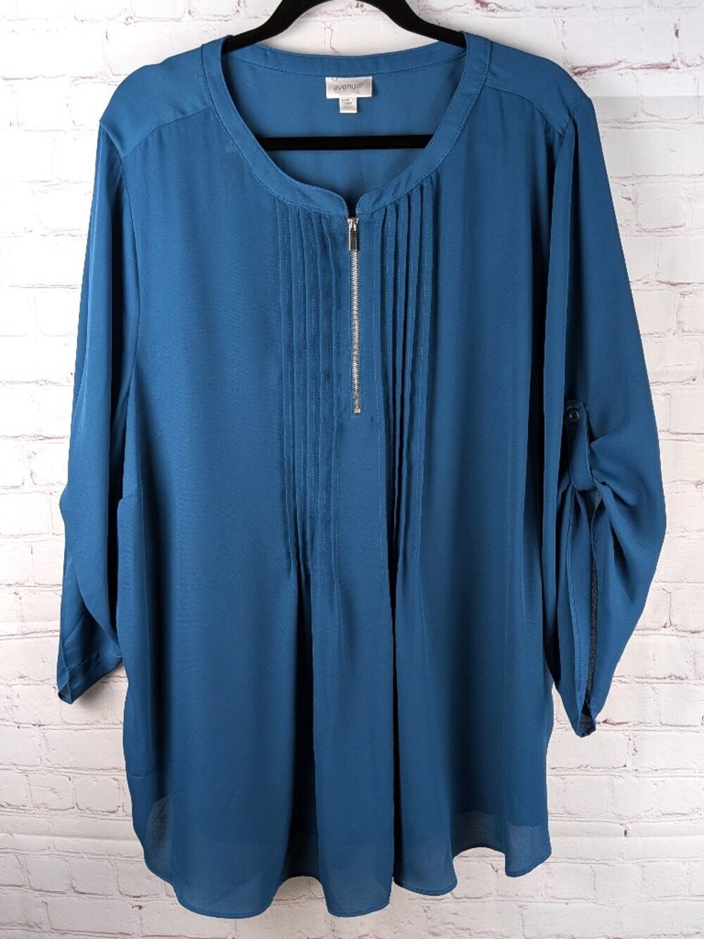 Avenue Hailey Dark Teal Pintuck Blouse 22/24